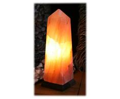 Salzlampe Obelisk mit Holzfuß ca. 30cm hoch Salzkristall Lampe