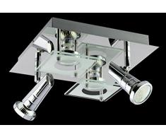 Trango® 4-flg. in Quadrat LED Design Bad Deckenleuchte Deckenlampe TG3089 inkl. 4x GU10 LED Leuchtmittel direkt 230V