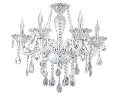 Kristalllüster Esszimmer Kristalllampe Weiß Glas Pendelleuchte Wohnzimmer Kristall Kronleuchter Kristalllampe 6 Armig