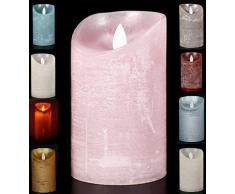 LED Echtwachskerze Kerze Farbauswahl Timer flackernde Wachskerze Kerzen Batterie, Farbe:Rosa, Größe:12.5 cm