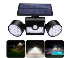 Solarleuchte Garten, GIANTARM 30 LED Solarlampen für Außen mit Bewegungsmelder, Solar IP65 Wasserdicht Wandleuchte Aussenlampen, 360° Drehbar Dual Lichtkopf für Garage.