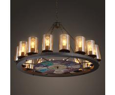 Mehrköpfiger runder Glas-kreativer Kronleuchter Retro- Wohnzimmer-Vorhalle Industrieller Wind-antiker Pers5onlichkeit ( farbe : Braun )