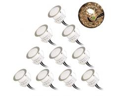 Öuesen 10 Stück LED Einbaustrahler, LED Bodeneinbauleuchten Außen, IP67 Wasserdicht, Badestrahler, 3000k Warmweiß, Φ32mm Bodeneinbaustrahler, DC12V Mini LED Deckenspots