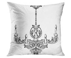 Popcorn In Spring Schwarzes Accessoires Rich Baroque Classic Kronleuchter Accessoire Sketch Antiker Kandelaber-Kissenbezug