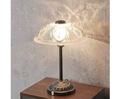 Hochwertige Tischlampe in Bronze Jugendstil inkl. 1x 3W E14 LED Nachttischleuchte Metall & Glas für Wohnzimmer Schlafzimmer Beleuchtung