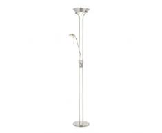 LED Stehlampe Dimmbar Deckenfluter mit Leselampe LED Floor Lamp Uplight Flexibler Leselampe 2 Flammig｜3000K (warmweiß), 8/3W, 640/200L, 30000 Stunden, IP20, 180cm (Metall Silber)