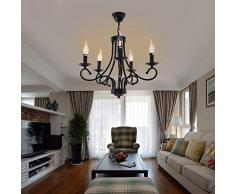 Iglobalbuy Vintage Eisen Kronleuchter 5 Kerze Stil Decke Pendelleuchte für Wohnzimmer Esszimmer