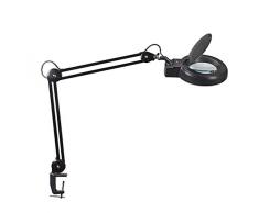 Maul LED Lupenleuchte, Arbeitsplatz Lampe, 3 Dioptrien Echtglas-Linse, 90 integrierte LED, TageslichtweiÃ, mit Klemmfuà bis 6, 5 cm weite, Schwarz 8263490