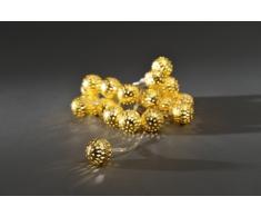 Konstsmide 3158-803 LED Dekolichterkette Goldfarbenen Metallbälle / für Innen / Batteriebetrieben: 3xAA 1.5V (exkl.) / 20 warm weiße Dioden / transparentes Kabel