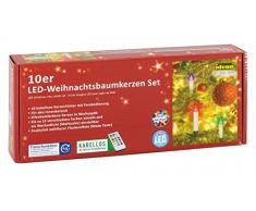 Idena 31107 - 10 Stück LED Christbaumkerzen zum Klemmen, multicolor, ca. 9 cm, verschiedene Modi, mit 4 oder 8 Stunden Timer Funktion, Batterie betrieben, mit Fernbedienung