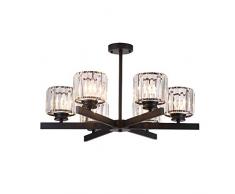 SB-63421-6,Amerikanischer moderner heller Luxuskronleuchter,6 transparente Kristallhängelampe, schmiedeeiserne Pendelleuchte, Hängeleuchte für Wohnzimmer,Bar,Café.