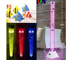 LED Wassersäule Steh Leuchte 10 Deko-Fische Wohnraum Beleuchtung Stand Lampe