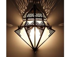 Orientalische Wandlampe marokkanische Wandleuchte Ruhi H 42 x B 32 cm aus Metall & Milchglas | Schöne Dekoration für Ihre Wand | Kunsthandwerk aus Marrakesch | L1428
