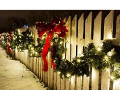 F-H-S International LED Girlande mit Lichterkette Grün 2,7m/5m/8m/10m/15m/20m Tannengirlande Warmweiß, Länge:10 m