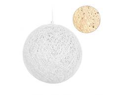 Relaxdays Rattan Lampe, für Wohn- Schlaf- & Esszimmer, E27-Fassung, 60W, 1-flammige Hängelampe, HxD 145 x 28,5 cm, weiß