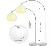 KESSER® Bogenlampe mit standfestem Marmorfuß höhenverstellbar 146-220cm weiß - Fußschalter - Stehlampe Stehleuchte Bogenleuchte Bogenstandleuchte Standleuchte Lounge RETRO Design weiß