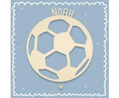 Nachtlicht, Schlummerlicht, Wandleuchte, aus Holz, Tauf-Geschenk mit Wunsch-Name für Mädchen oder Jungen, Fußball, Babyzimmer, Lampe, Babylampen, LED-Licht [Energieklasse A++]