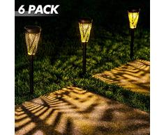 LeiDrail Solar Wegleuchten Gartenleuchte Außenweg Beleuchtung LED-Pfahl Landschaftsdekoration für Patio Yard Einfahrt Wasserdichtes Metall - 6er Pack