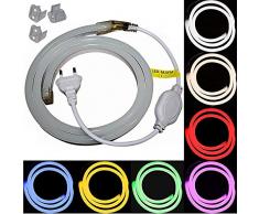 1-5m LED Neon Flex Lichtschlauch - 230V bei 8W/m - Wasserfest - Streifen Band - warmweiß weiß rot - 10,49€/m Licht (gelb, 2m)