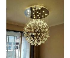 WRMOP Runde Blumen-Kristallhängeleuchte LED-Rundum Fisch Linie Augenschutz Kronleuchter Lampe for Wohnzimmer R/20/03/18