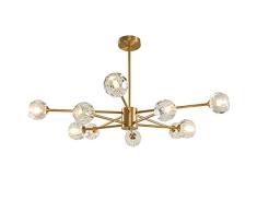 Retro Messing Sputnik Kronleuchter Kristall Ball Schatten Zweige Deckenleuchte Flush Mount Nordic Pendelleuchte Lampenfassung Für Esszimmer Flur Bar Küche Kupfer 10 Lichter