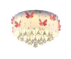 LQRYJDZ Kristall Deckenleuchte, Kinder Schlafzimmer Warm Romantische Cartoon-rosa Schmetterling Kristalldeckenlampe, LED Dimmbare Flush Mount Deckenleuchte, Wohnzimmer Schlafzimmer Kinderzimmer Raum K