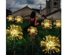 JK Solar-Gartenlichter, 120 LEDs, Pfahl-Landschaft, Feuerwerk, Sterne für Garten, Terrasse, Hinterhof, Weg, Hochzeit, Party, 2 Stück