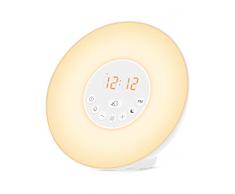 Wake Up Light, Brilex Nachtlicht mit 6 natürlichen Klingen, 7 Farben, 4 FM Radio mit Rückschlagfunktion für Kinder, Schlafzimmer, Baby Nursing