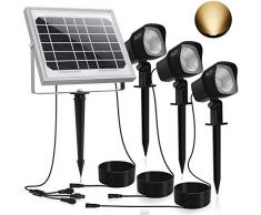 CLY Solarstrahler,Solarleuchten Garten,3Stück Gartenleuchte Solar 450LM LED Strahler Außen,IP66 Wasserdicht LED Solarlampe, 3 * 1.5W Warmweiß Spotbeleuchtung für Outdoor Rasen Hof Veranda
