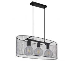 Decken Pendel Lampe Retro Geflecht Wohn Ess Zimmer Hänge Strahler Leuchte schwarz Globo 15395-3H