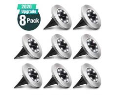 KINGSO 8 Stück Solar Bodenleuchte, Solarleuchten Solarlampen 8 LEDs, 6000K Kaltweiß Solarlicht, IP65 Wasserdicht Gartenleuchten für Rasen, Gehweg, Garden
