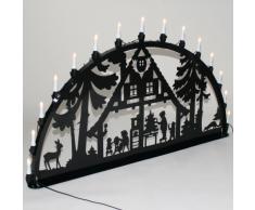 Schwibbogen Lichterbogen Metall - Motiv: Waldhaus - XXL 1,5 Meter Breite Außen-Bereich schwarz glänzend * riesen groß * Erzgebirge Weihnachten Kinder
