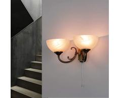 Edle Jugendstil Wandleuchte 2-flammig Glas Schirm 2x E14 Wandlampe Flur Schlafzimmer Wohnzimmer