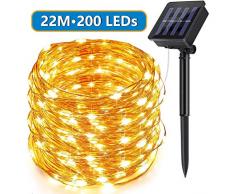Solar Lichterkette Aussen, ECOWHO Warmweiß 22M 200 LEDs Kupferdraht lichterkette, 8 Modi IP65 Wasserdicht Solarlichterkette, Außen Lichterketten für Garten Weihnachten Deko
