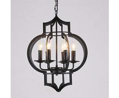 DFEIL 6-lichter Schmiedeeisen Kronleuchter Amerikanischen Land Retro Restaurant Bar Loft Industriedecke Pendelleuchte Dekoration Wohnzimmer Esstisch E14 Einstellbare Hängelaterne