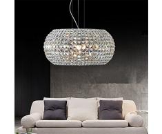 WENYAO Moderne Kristalllüster Einfache runde Deckenleuchte Wohnzimmer Restaurants Art Dekor Pendelleuchten-A