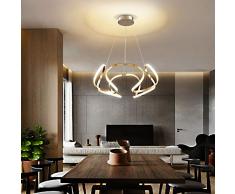 DL STARB Kreative Persönlichkeit Kronleuchter, Aluminium LED Deckenleuchte Küche Schlafzimmer Lineare Deckenleuchte Stufenloses Dimmen mit Fernbedienung,Gold,60cm