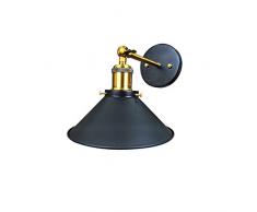 QIAO Industrielle Wandleuchte, Café/Bar/Flur/kleine Schwarze Schirmwandleuchte, Spannung 220V,B