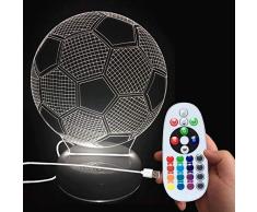 DONJON LED Nachtlicht, LED fussball Lampe mit Wireless Fernbedienung 16 Farben für Kinder Familie Ferienhaus Dekoration (Geburtstagsgeschenke, Weihnachtsgeschenke, usw.)(fussball Lampe)