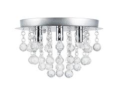 Lüster Deckenleuchte/Deckenlampe - Trio - Modernes Design: Kron-leuchter aus Chrom, Metall & Kunst-Kristall - Ø 28 cm Leuchte - 3 x G9 Sockel - für Wohnzimmer & Schlafzimmer