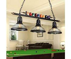 DXQWAN LED Billard Licht Kronleuchter Billardtisch American Pendant Landhausstil Loft Retro Kreative Billard Lampe Schmiedeeisen Lampen
