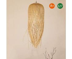 WRJY Bambus Kronleuchter Handgewebte Pendelleuchte E27 Retro Hängelampe Restaurant Schlafzimmer Rattan Lampe Schatten Pendelleuchte Küche Wohnzimmer Dekorative Beleuchtung Pendelleuchte, 70 * 17cm