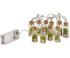 BRUBAKER Lichterkette 10 Gläser mit je einem LED Licht und Kakteen Deko 120 cm Länge