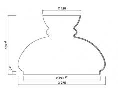 Vesta Schirm Petroleumlampe in vielen Größen Petroschirm Glasschirm Öllampe weiß opal Petroleum Glas (Durchmesser unten 242mm)