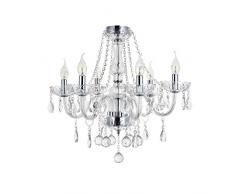 Maria Theresa Kristall Kronleuchter mit 6 Gebogenen Armen, JJGD Klarglas K9 Regentropfen Deckenleuchte Unterputz LED Kücheninsel Beleuchtung für Esszimmer Wohnzimmer Lounge Foyer, Größe: D58cm H53cm