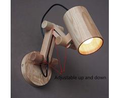 Innen Wandleuchte Hölzern Moderne Wandlampe E27 Blendfreies Einstellbar Holz Lampenschirm Licht für Haus Wände Gangbeleuchtung Flur Schlafzimmer Bedside Wohnbereiche