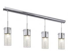 Eglo Hängeleuchte Modell Diamond 4-flammig Stahl chrom / Glas Kristall klar chrom HV 4 x E14 max.60 W exklusive Leuchtmittel / Schutzklasse 2 / H 110 cm Pendel ø 10.5 cm Deckenbalken L 101 cm 90696