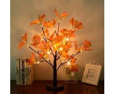WZOED LED Baum Licht, 50cm 24 LEDs Lichterbaum Batteriebetriebenes Schreibtisch Ahornblatt (Herbst) Baumlicht Warmweiß, Perfekt für Erntedankfest,Wohnzimmer, Schlafzimmer, Hochzeit, Weihnacht