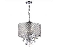 CRJ LED Kristall Pendelleuchte 40WE14 ​​Lampenkopf Europäischen Stil Pendellampe Vier Persönlichkeit Stilvolle Kristall-Hängeleuchte Silber Glas Acryl Edelstahl Kristall-Lampenschirm