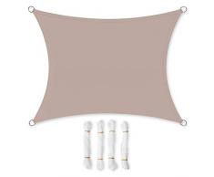 SONGMICS Sonnensegel 4 x 6 m, wasserfest bis mindestens 1000 mm Wassersäule, 93% UV-Schutz, Sonnenschutz aus reißfestem Polyester, wetterfest, Garten, Balkon, Terrasse, Camping, Taupe GSH46TP
